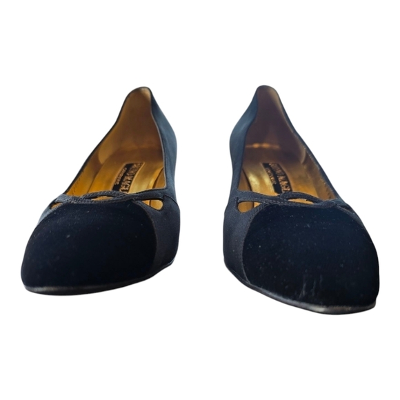 Bruno Magli Couture Italian Black Velvet Satin Kitten Heel Pump Narrow 8AA - Picture 5 of 12